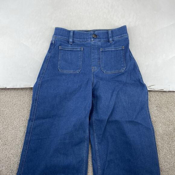 SPANX XS EveryWear Cropped Wide Leg Jeans with Patch Pockets 29" Inseam 64-14 - Picture 3 of 10